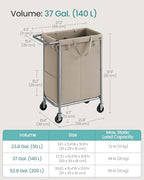 SONGMICS Laundry Basket with Wheels, 2-Section, 37.0 Gallons (140 L) - Image 6