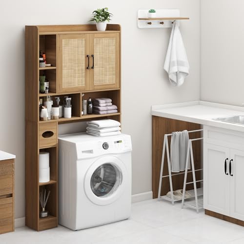 Vabches Over The Toilet Storage Cabinet with 2 Barn Doors, Oak - Image 5