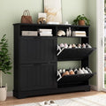 Hidden Shoe Storage Cabinet with 4 Flip Drawers & Open Storage by WINWY