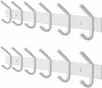 White Coat Rack Wall Mount – 17 Inch Stainless Steel Hook Rail with 6 Heavy Duty Double Coat Hooks – Wall Mounted Coat Hanger for Entryway, Bathroom, Bedroom, Towel, Hat Organizer - 2 Pack by SAYONEYES