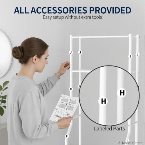 GloTika 3-Tier Over Toilet Storage Rack, Anti-Wobble, White - Image 3