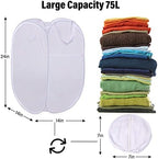 BATTOO Deluxe Strong Mesh Pop up Laundry Hamper Basket with Side Pocket Foldable Hamper for Laundry Room, Bathroom, Kids Room, College Dorm or Travel Grey + White - Image 2