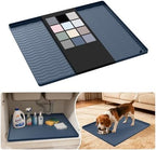 URMONA Waterproof Silicone Under Sink Mat 22'' x 19'' Shelf Liner for Kitchen and Bathroom, Cabinet and Counter Protector, Storage and Organizers, Litter Mat, Pet Cat Puppy Essentials(Dark Grey) by URMONA