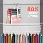 Campior Space Saving Pants Hangers 4 Pack, 6 Layer Jeans Hangers and Closet Organizer for Jeans, Scarves, & Skirts, Multi-Layer Hanger with Anti-Slip Stopper, Heavy-Duty S-Type Stainless Steel, White - Image 3