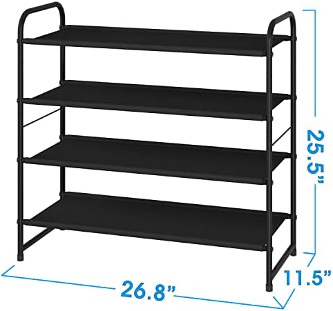 Simple Trending 4-Tier Stackable Shoe Rack, Expandable Shoe Shelf, Black - Image 3