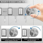 Broom Holder Wall Mount Sturdy Mop and Broom Organizer with 4 Racks and 5 Hooks Vacuum Suction Cup Broom Mop Holder for Home, kitchen, Garden, Tools, Garage (grey) - Image 2