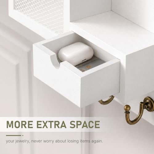 FifthQuarter Key Hanger Wall Mount with Drawer and 6 Sturdy Hooks, B-White - Image 4