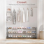 Bumusty 3 Tier Long Expandable Shoe Rack for Closet, Light Grey - Image 2