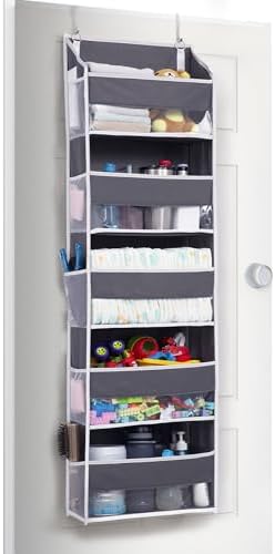 ULG 1 Pack Compact Size Over Door Organizer Slim Door Storage for Small-Sized Doors, 5 Shelves, Dark Gray by ULG