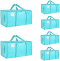 6 Pack-Extra Large Heavy Duty Moving Bags - Waterproof Storage Totes with Handles & Zippers, Foldable for College Dorm, Storage (lake blue) by Unknown