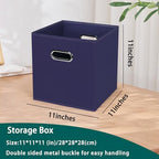 Black Foldable Storage Cubes Bins, Fabric Storage Box Cubes Organizer Baskets with Dual Handles for Home Organizer,Set of 3,(Navy Blue) - Image 2