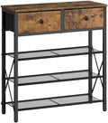 YATINEY 4 Tier Shoe Rack, Large Capacity Shoe Storage Organizer, Metal Shoe Shelf with Drawer and Wooden Top, for 16 Pairs of Shoes, for Entryway, Closet, Rustic Brown and Black SS24BR by Yatiney