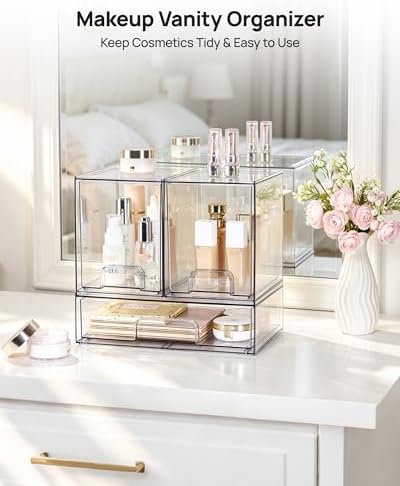 Vtopmart Clear Stackable Storage Drawers Set of 3, Plastic Organizer Bins - Image 4