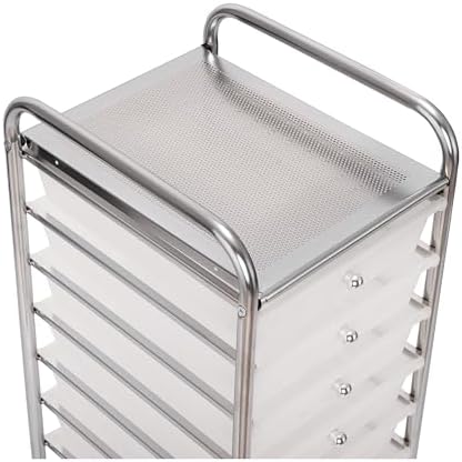 Seville Classics Rolling Utility Organizer Storage Cart, for Home Office, School, Classroom, Scrapbook, Hobby, Craft, 10 Drawer, Frost White - Image 5