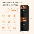 Lifewit Hanging Closet Organizer and Storage for Clothes 6 Tier | Portable, Foldable, Fabric, Top of Shelves with 2 Sturdy Hooks, Clothing Organization for Wardrobe, Dorm, Bedroom, Black - Image 3