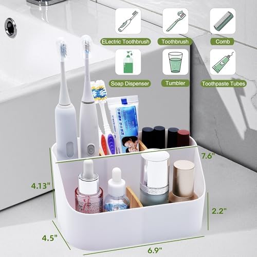 Ayswupt Electric Toothbrush Holders for Bathrooms,White Tooth Brushing Holder,Kids Toothpaste Holder with Dividers,Bathroom Countertop Organizer,Tooth Brush Storage Caddy for Sink Vanity Office - Image 2
