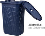 Mind Reader Slim Laundry Hamper with Lid, 60L Tall Clothes Basket, Narrow Tapered Design for Bathrooms, Closets and Laundry Rooms, Plastic, Navy - Image 5