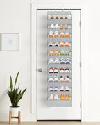 AOODA 10 Tier Clear Over the Door Shoe Organizer Storage, Deep Pockets Large Hanging Shoe Rack for Closet Door, Fit 20 Pairs Shoe Holder Hanger for Boots (Grey) - Image 5