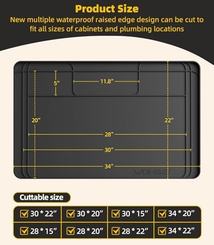 Under Sink Mats for Kitchen Waterproof 34"x22",Black - Image 4
