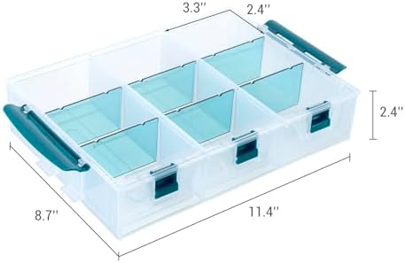 MyGift Single Stackable Tray, Add-on for 11 Inch Clear Arts & Crafts Storage Box with Blue Accents, 9 Compartment Sewing Supplies Organizer 3 Drawers and Removable Dividers - Image 5