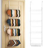 HapiRm Over Door Hat Organizer - 4 Tier Wall Mounted Hat Rack with 24 Hooks and 10 Movable Clips, Hanging Baseball Cap Organizer Storage Holds to 34 Caps for Door, Bedroom, Closet(White) by HapiRm