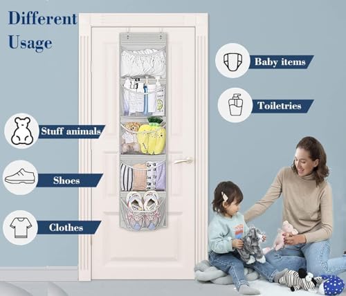 KEETDY Over the Door Organizer Storage for Closet with 5 Pockets Organizer for Bedroom Bathroom, 2 Pack - Image 3