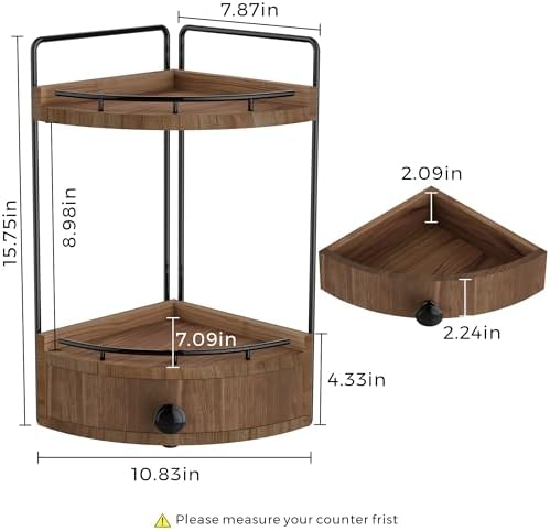 2-Tier Corner Bathroom Countertop Organizer with Drawer - Image 2