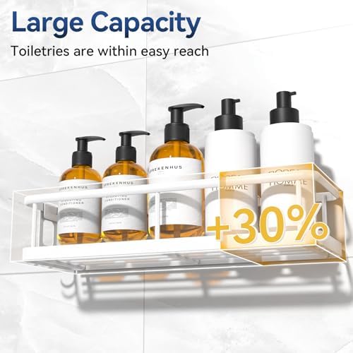 YASONIC Shower Caddy Adhesive, Rustproof Shower Organizer with Soap Holder, Large Capacity Shower Shelves for Inside Shower, No Drilling Bathroom Organizers and Storage for Home Decor（3 Pack White） - Image 5