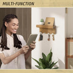 Rebee Vision Key Holder Wall Mount with 4 Hooks for Room Decor, Light Brown - Image 4