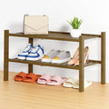 Smiry Bamboo Shoe Rack, 14 Vertical Slats, 2 Tier - 26.8" Wide, Walnut by Smiry