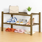 Smiry Bamboo Shoe Rack, 14 Vertical Slats, 2 Tier - 26.8" Wide, Walnut by Smiry
