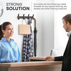 Coat Rack Wall Mount – 12 Inch Stainless Steel Hook Rail with 4 Double Coat Hooks for Hanging – Wall Mounted Entryway Organizer for Coats, Hats, Bags, Towels, Robes, or Bathroom - Black 2 Pack - Image 7