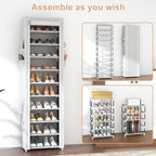 VTRIN Vertical Narrow Shoe Rack Organizer Tall Shoe Rack for Closet Entryway 10 Tier Non-Woven Cover Shoe Shelf Holds 20-22 Pairs Free Standing Shoe Storage Cabinet with Dustproof Cover, Multi Color - Image 5