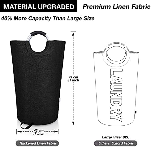 Large Laundry Basket, Laundry Hamper Bag with Handles, 115L Heather Black - Image 2