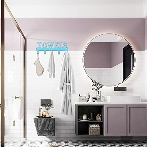 Kuhome Over The Door Towel Holder - Hooks & Rack for Bathroom, Robe & Beach Towels (Blue) - Image 3