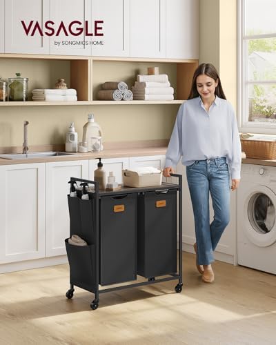 VASAGLE Laundry Hamper 2 Section, Laundry Sorter, 26.4 Gal. (100 L) - Image 2