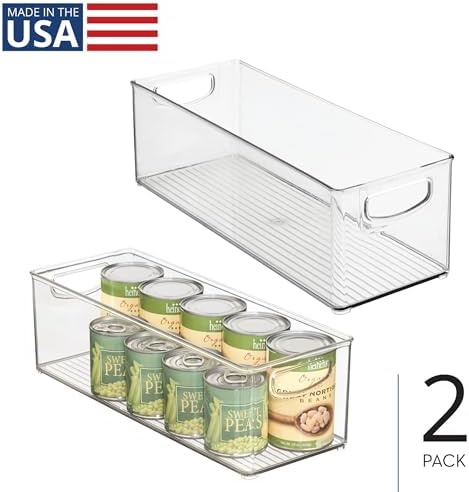 iDesign Plastic Stackable Pantry Bin with Handles, Set of 2, Clear - Image 2