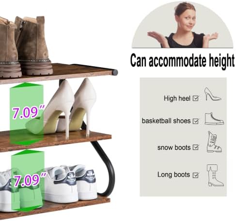 Small Shoe Rack for Entryway Closet, S-Shaped Wooden Shoe Shelf - Image 5