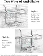 YASONIC Never Rust Shower Caddy Hanging, Aluminum Shower Racks for Inside Shower, 3-Tier Shower Organizer Hanging Over Shower Head with Hooks and Soap Holder, Silver - Image 5