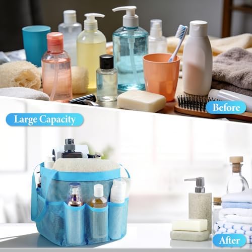 Mesh Shower Caddy Portable - 9 Pockets, Shower Bag for Dorm Room Camping - Image 3