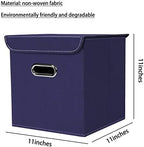 Closet Organizers Fabric Storage Bins With Lids Collapsible Cube Storages Organizer Basket With Handles,Storage Boxes for Clothes Storage,Office,Toys,3 Pack,（Navy Blue - Image 2