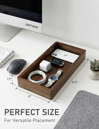 DEMIGO Valet Tray & Catchall, Dark Brown Acacia Wood Organizer, 12.2 x 6 in - Image 3