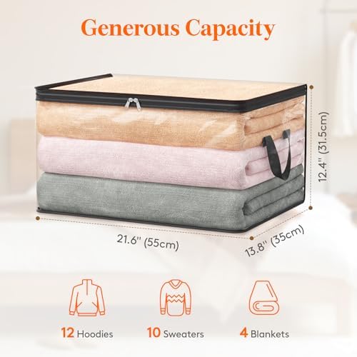 Lifewit 3 Pack Clear Clothes Storage Bags, 60L Blanket Storage with Zipper - Image 3