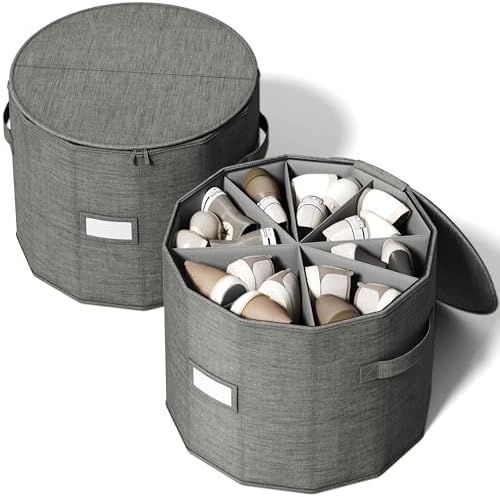 Round Shoe Organizer, Fan Dividers for Wide Shoes & Boots, Gray, 2 Pack by Vailando