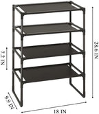 5-Tier Small Shoe Rack for Closet and Entryway, Narrow Shoe Shelf Organizer,Stackble Shoe Stand,Non-Woven Fabric Metal Free Standing Shoe Racks (Black, 18" W x 9.9" D x 28.6" H) - Image 3