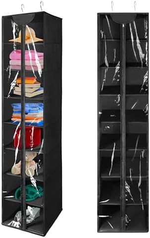 Libeder Hanging Closet Organizer, 8-Shelf Wardrobe Clothes Storage Organizer with Zipper,Hanging Shelves for Sweater,Shoes,Purse,Hats,Black by Libeder
