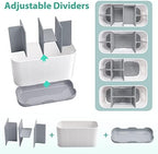 Boperzi Toothbrush and Toothpaste Holder Drainage for Bathroom Countertop with Adjustable Dividers, Large Toothpaste Caddy Organizer Storage Rustic Decor Set Anti-Slip for Shower,Family,Kids Gray - Image 4