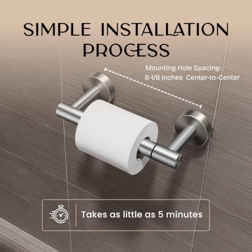 Day Moon™ - Toilet Paper Holder - Modern Roll Holder for Bathroom - 2 Pack - Wall Mount, Brushed Nickel - Image 5