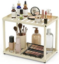 2 Tier Bathroom Counter Organizer, Rectangular Vanity Organizer Shelf, Skincare and Makeup Countertop Storage Rack for Kitchen, Bathroom, Bedroom Beige by Unknown