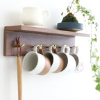 Marine Plywood Wall Mounted Coat Rack with Shelf & Key Hooks, 5 Brass Hooks Entryway Organizer, Modern Floating Shelf for Bedroom Hallway, Space-Saving Home Storage Rack (1, Walnut Finish) - Image 4